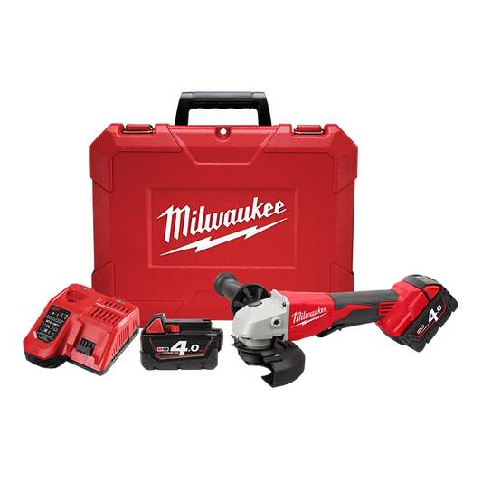 Milwaukee M18™ Brushless 125 mm (5") Angle Grinder with Deadman Paddle Switch Kit - M18BLSAG125XPD402C - Available at Power Tool Specialists, Carlton, Victoria, Australia.