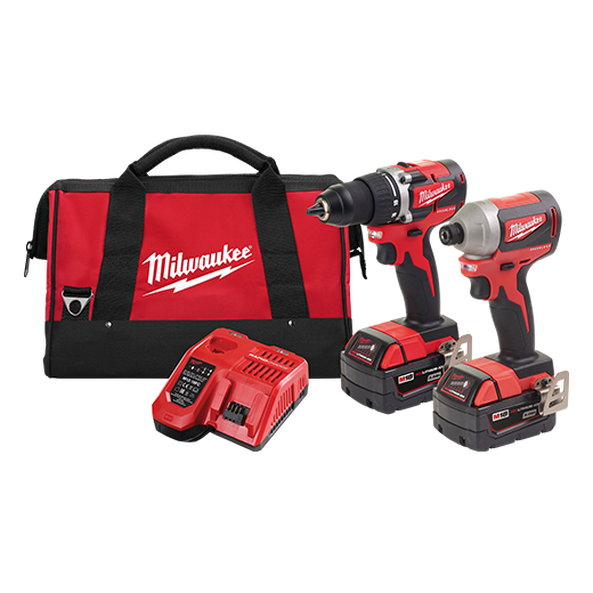 Milwaukee M18™ Compact Brushless 2 Piece Power Pack 2A (M18CBLDD-0, M18CBLID-0) - M18CBLPP2A-302B - Available at Power Tool Specialists, Carlton, Victoria, Australia.