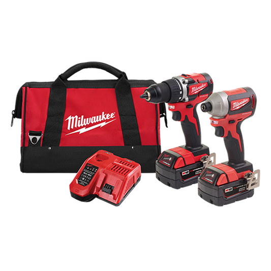 Milwaukee M18™ Compact Brushless 2 Piece Power Pack 2A (M18CBLDD-0, M18CBLID-0) - M18CBLPP2A-302B - Available at Power Tool Specialists, Carlton, Victoria, Australia.