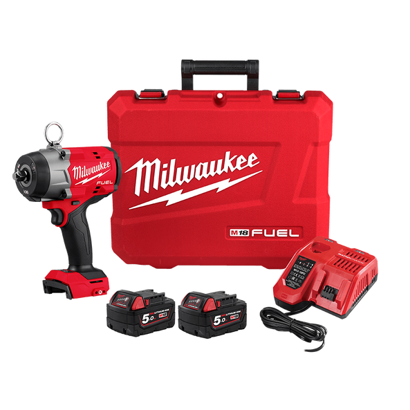 Milwaukee M18 FUEL 1/2" High Torque Impact Wrench with Pin Detent - Gen 3 (2x 5.0Ah, Case) Kit - M18FHIW2P12502C - Available at Power Tool Specialists, Carlton, Victoria, Australia.