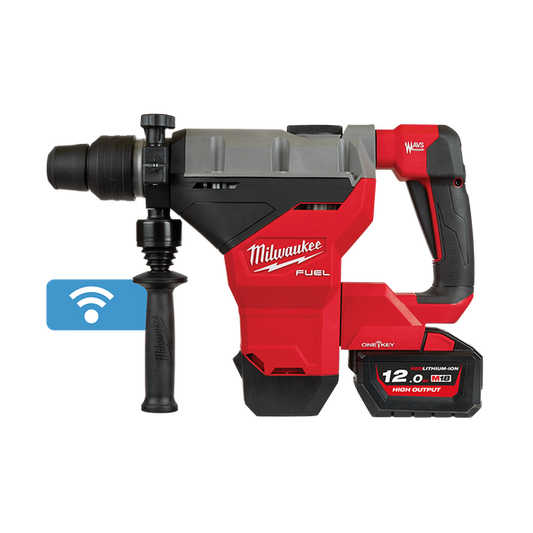Milwaukee M18 FUEL™ 44mm SDS Max Rotary Hammer with ONE-KEY™ Kit (2x 12.0Ah, Case) - M18FHM-122C - Available at Power Tool Specialists, Carlton, Victoria, Australia.