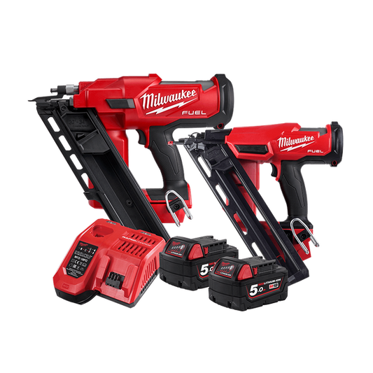 Milwaukee M18 FUEL™ Framing/Finish Nailer Kit - M18FPP2FN-502B - Available at Power Tool Specialists, Carlton, Victoria, Australia.