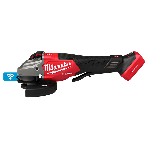 Milwaukee M18 FUEL™ ONE-KEY™ 125 mm (5") High Speed Braking Angle Grinder with Deadman Paddle Switch (Tool Only) - M18FSAG125XPDB20 - Available at Power Tool Specialists, Carlton, Victoria, Australia.