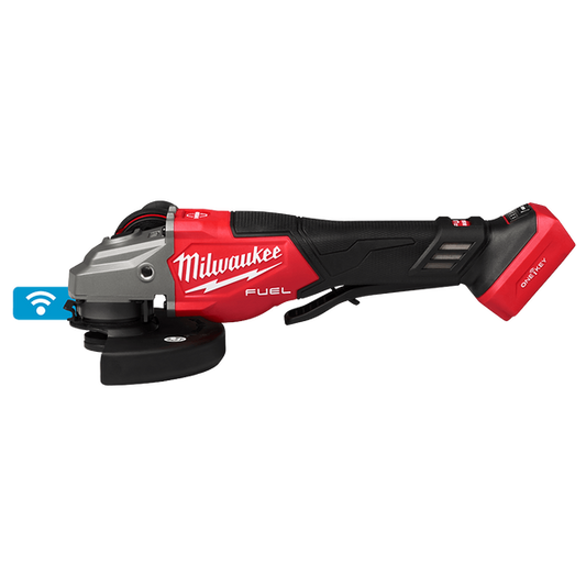 Milwaukee M18 FUEL™ ONE-KEY™ 125 mm (5") High Speed Braking Angle Grinder with Deadman Paddle Switch (Tool Only) - M18FSAG125XPDB20 - Available at Power Tool Specialists, Carlton, Victoria, Australia.