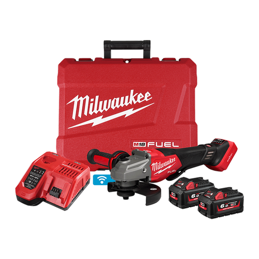 Milwaukee M18 FUEL™ ONE-KEY™ 125 mm (5") High Speed Braking Angle Grinder with Deadman Paddle Switch Kit - M18FSAG125XPDB2602 - Available at Power Tool Specialists, Carlton, Victoria, Australia.