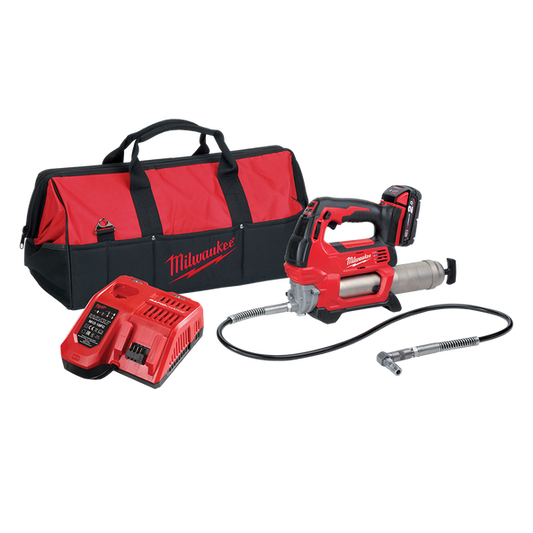 Milwaukee M18™ Cordless 2-Speed Grease Gun Kit (1x 2.0Ah) - M18GG-201B - Available at Power Tool Specialists, Carlton, Victoria, Australia.