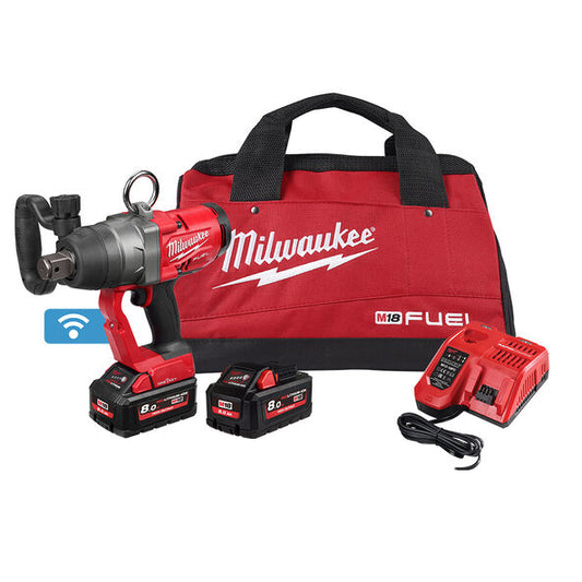 Milwaukee M18 FUEL™ ONE-KEY™ 1" High Torque Impact Wrench with Friction Ring Kit (2x 8.0Ah) - M18ONEFHIWF1-802B - Available at Power Tool Specialists, Carlton, Victoria, Australia.