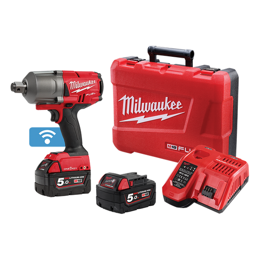 Milwaukee M18 FUEL™ ONE-KEY™ 3/4" High Torque Impact Wrench with Friction Ring Kit (2x 5.0Ah) - M18ONEFHIWF34-502C - Available at Power Tool Specialists, Carlton, Victoria, Australia.