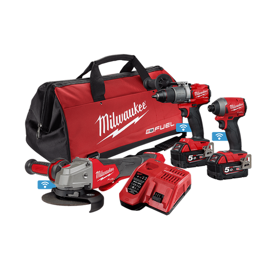 Milwaukee M18 FUEL™ ONE-KEY™ 3 Piece Power Pack 3A2 (M18ONEPD2, M18ONEID2, M18ONEFAG125XPDB-0) - M18ONEPP3A2502B - Available at Power Tool Specialists, Carlton, Victoria, Australia.