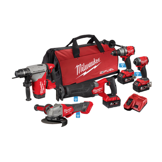 Milwaukee M18 FUEL™ ONE-KEY™ 5 Piece Power Pack 5A3 - M18ONEPP5A3503B - Available at Power Tool Specialists, Carlton, Victoria, Australia.