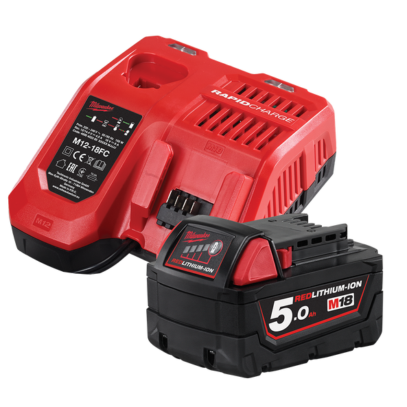 Milwaukee M18™ REDLITHIUM™ 5.0Ah Starter Pack - M18SP-501B - Available at Power Tool Specialists, Carlton, Victoria, Australia.