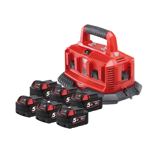 Milwaukee M18™ REDLITHIUM™ 5.0Ah Six Bay Starter Pack - M18SP506B - Available at Power Tool Specialists, Carlton, Victoria, Australia.