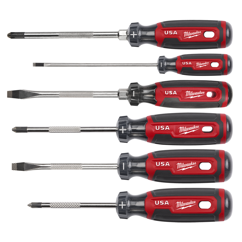 Milwaukee USA Made Cushion Grip 6PC Screwdriver Kit Made in USA - MT200-6 - Available at Power Tool Specialists, Carlton, Victoria, Australia.