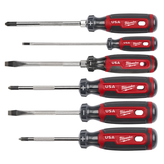 Milwaukee USA Made Cushion Grip 6PC Screwdriver Kit Made in USA - MT200-6 - Available at Power Tool Specialists, Carlton, Victoria, Australia.