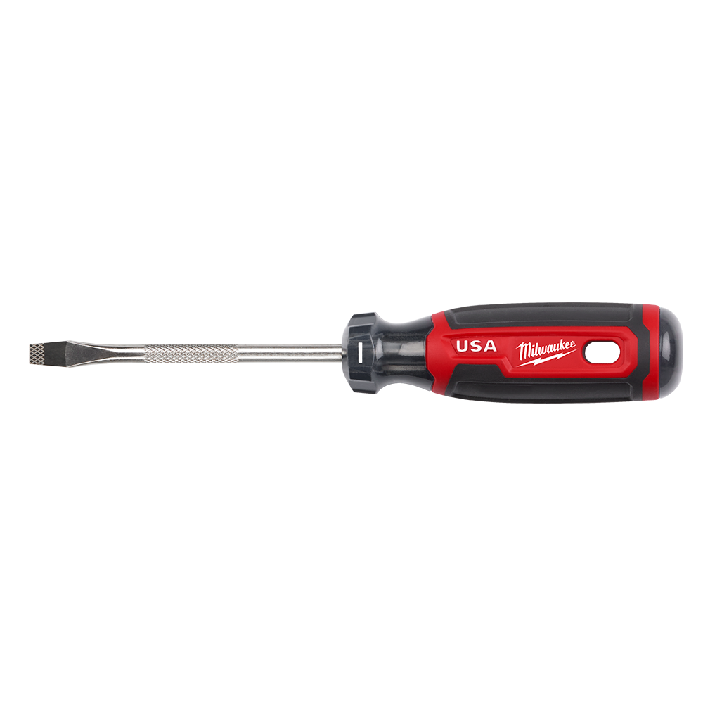 Milwaukee USA Made Cushion Grip Slotted 1/4" x 4" Screwdriver From 4PCE & 6PCE - MT206 - Available at Power Tool Specialists, Carlton, Victoria, Australia.
