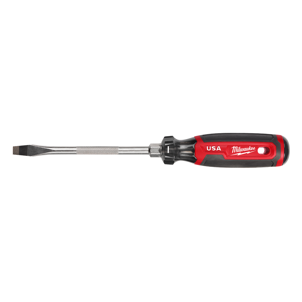 Milwaukee USA Made Cushion Grip Slotted 5/16" x 6" Screwdriver from 4PCE & 6PCE - MT207 - Available at Power Tool Specialists, Carlton, Victoria, Australia.