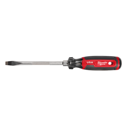 Milwaukee USA Made Cushion Grip Slotted 5/16" x 6" Screwdriver from 4PCE & 6PCE - MT207 - Available at Power Tool Specialists, Carlton, Victoria, Australia.