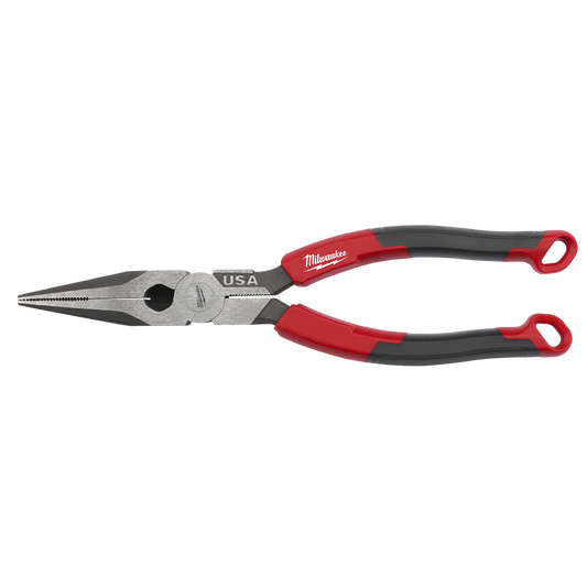 Milwaukee USA Made Comfort Grip 8" Long Nose Pliers - MT555 - Available at Power Tool Specialists, Carlton, Victoria, Australia.