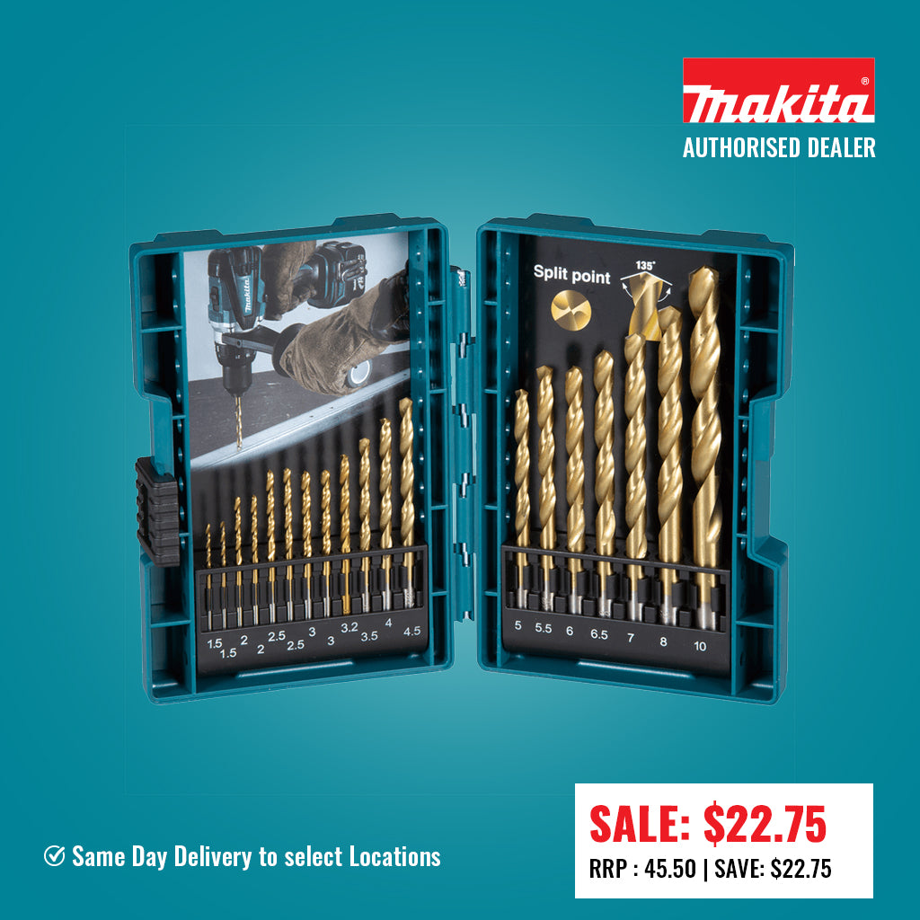 Makita 19pce HSS-TiN drill bit set