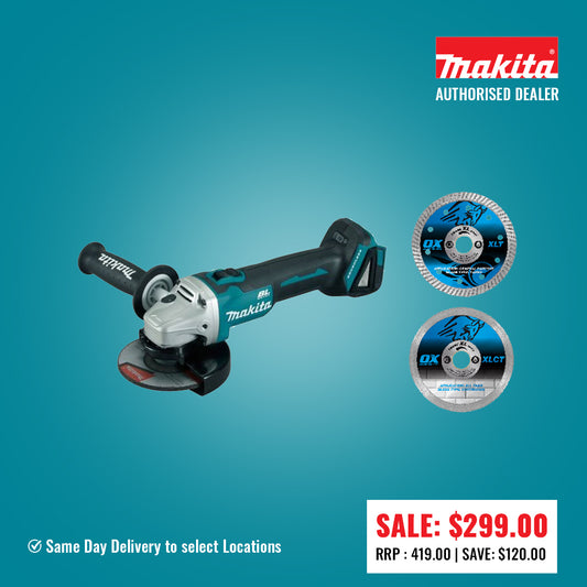 Makita 18V Mobile Brushless 125mm Paddle Switch Angle Grinder DGA505Z With 2 bonus diamond blades