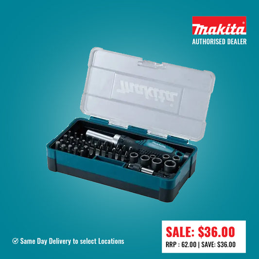 MAKITA 47 pce Sockets & Ratchets Screwdriver Bit Set B-46224