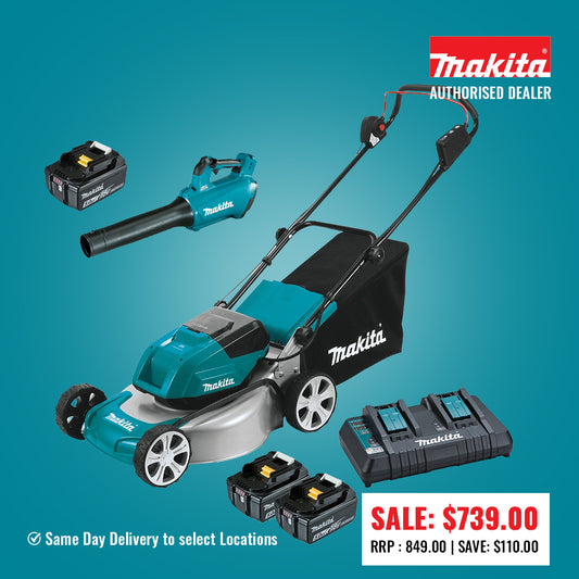 18Vx2 Brushless Lawn Mower 460mm Kit DLM464PT2 (In-store Pickup Only) Instant BONUS DUB184Z Blower