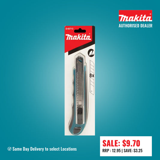 Makita 18mm snap-off knife including 8 blades D-65713