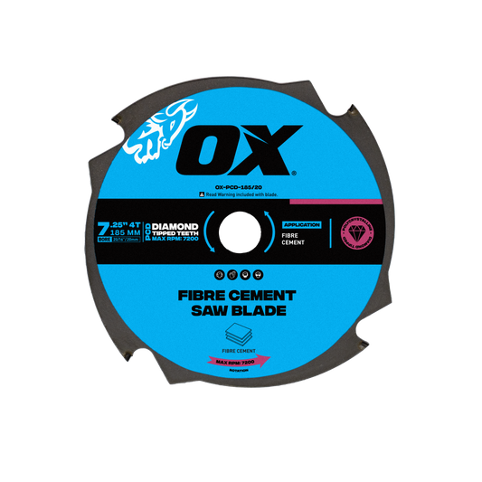 OX Pro Fibre Cement 185mm Circular Saw Blade 4T OX-PCD-185/20