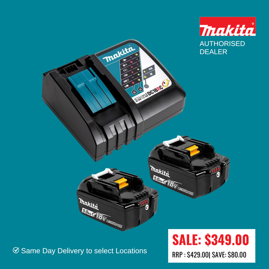 Makita 18V Li-Ion Cordless Battery Charger DC18RC & 5.0Ah BatterIes 199179-3