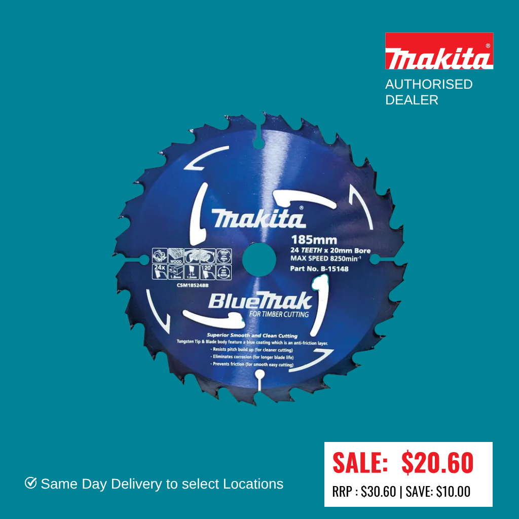 Makita 185mm x 20mm 24T BlueMak Circular Saw Blade For Wood Cutting B-15148
