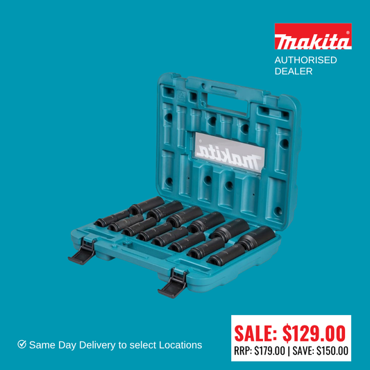 Makita Deep Impact Socket Set 1/2" Drive METRIC 14 piece E-16586