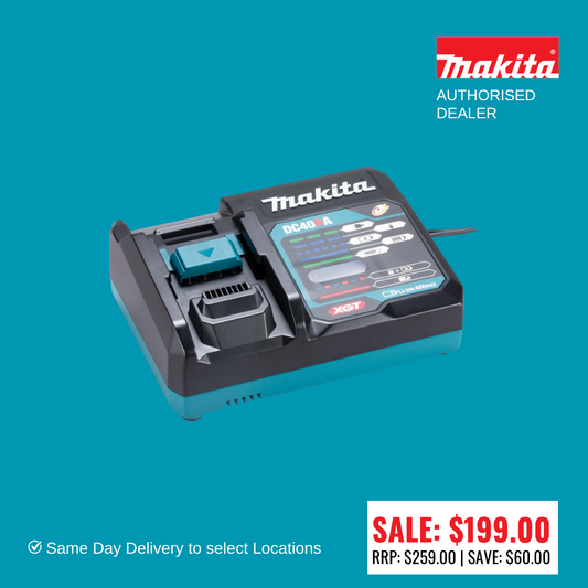 Makita 40V Max Single Port Rapid Charger DC40RA 191E09-4