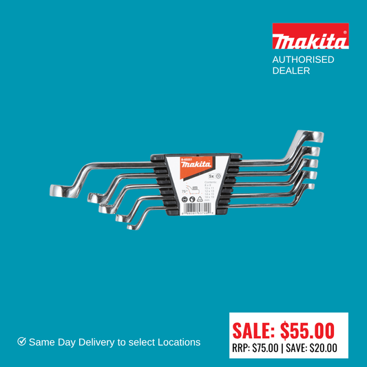 Makita 5 Piece Assorted Metric Ring Spanner Set B-65551