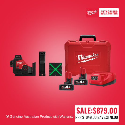Milwaukee M12™ 3 Plane Laser Kit (1x 4.0Ah, Case) - M123PLA401C (BONUS 4Ah BATTERY)