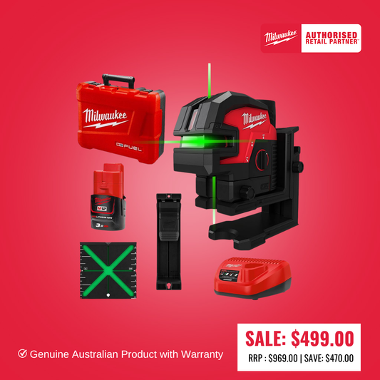 Milwaukee M12C4PLA301C 12V 3.0Ah Li-ion Cordless Green Beam 3 Plane Laser Combo Kit