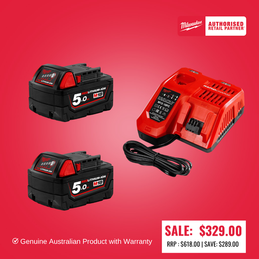 Milwaukee M12-18FC charger with 2 x 5Ah batteries