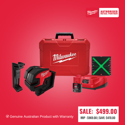 Milwaukee M12C4PLA301C 12V 3.0Ah Li-ion Cordless Green Beam 3 Plane Laser Combo Kit