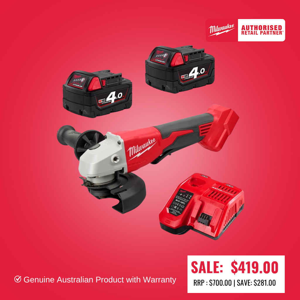 M18™ Brushless 125mm (5") Angle Grinder with Deadman Paddle Switch Kit M18BLSAG125XPD402C