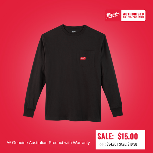 Milwaukee Heavy Duty Pocket Tee Long Sleeve Black 602B