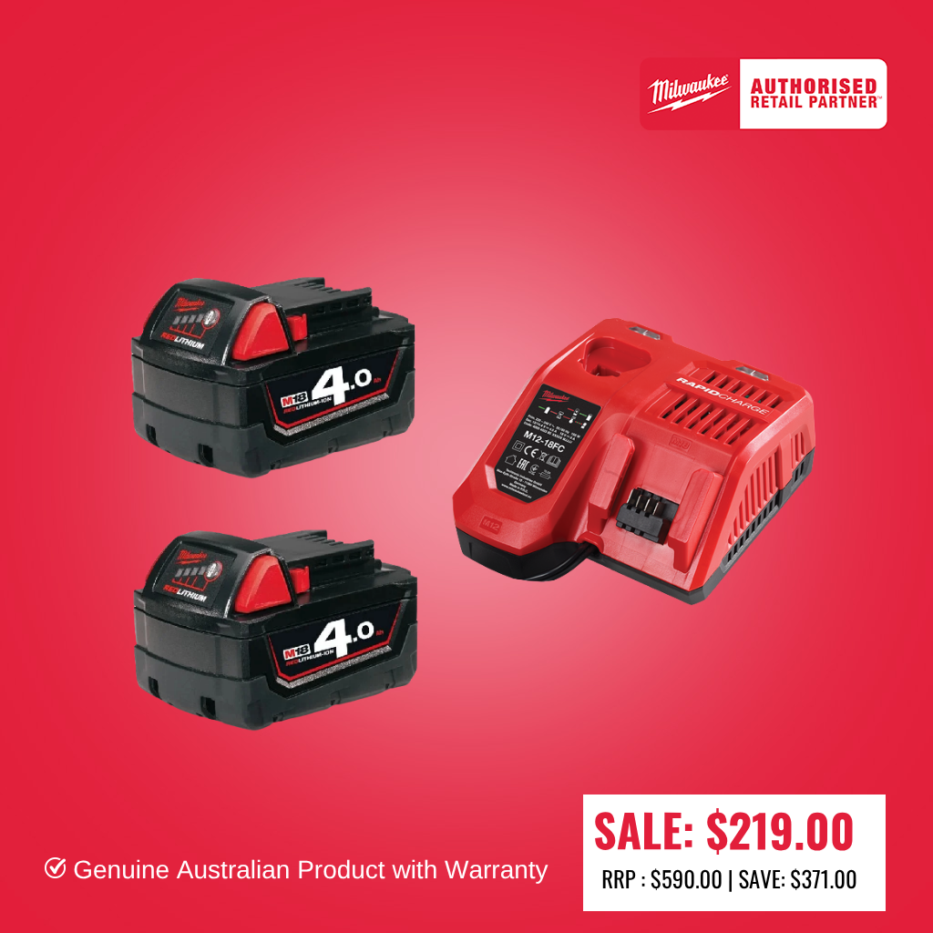Milwaukee 18 volt 4ah twin pack with rapid charger