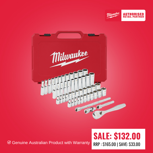 Milwaukee 1/4” Drive 50pc Ratchet & Socket Set SAE & Metric  - 48229004