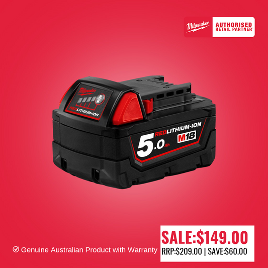Milwaukee M18™ REDLITHIUM™ 5.0Ah Battery - M18B5 (Limited stock)