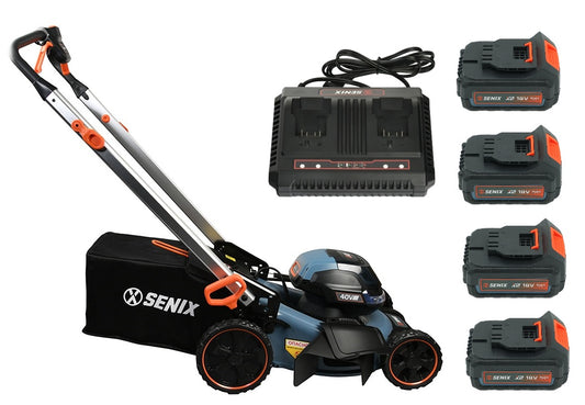 SENIX 2X2 36V Brushless 46cm (18") Self-Propelled Lawnmower Kit (2 EXTRA BATTERIES FREE) FREE DELIVERY AUSTRALIA WIDE