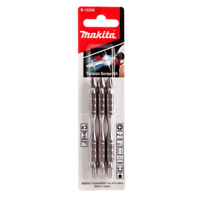 Makita Ph2 torsion bits 3pk 85mm