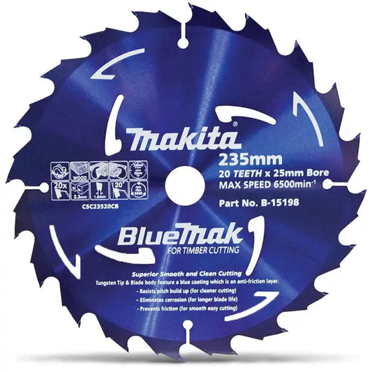Makita 185mm x 20mm 24T BlueMak Circular Saw Blade For Wood Cutting B-15148