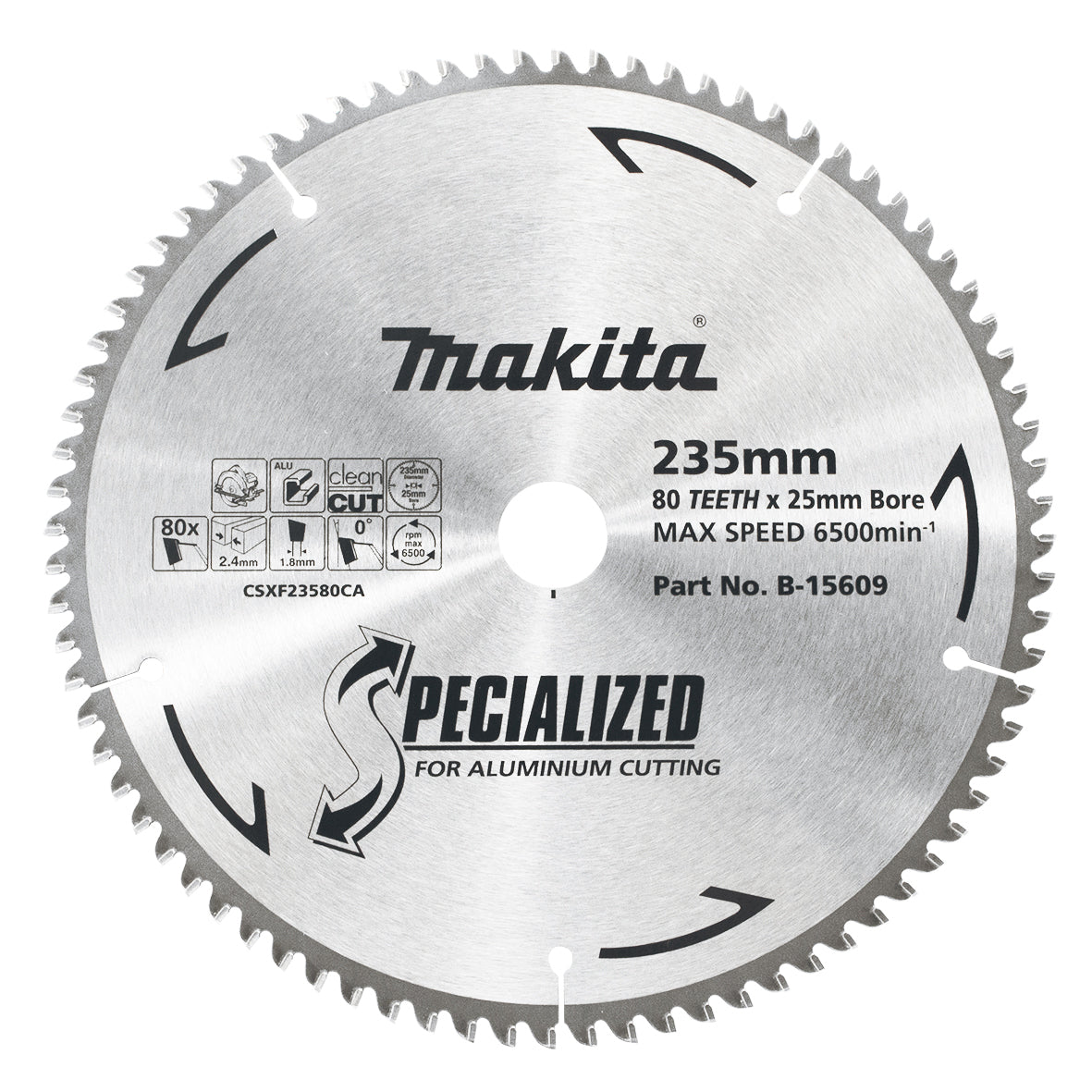 Makita Aluminium TCT Saw Blade 235mm x 25mm x 80T B-15609