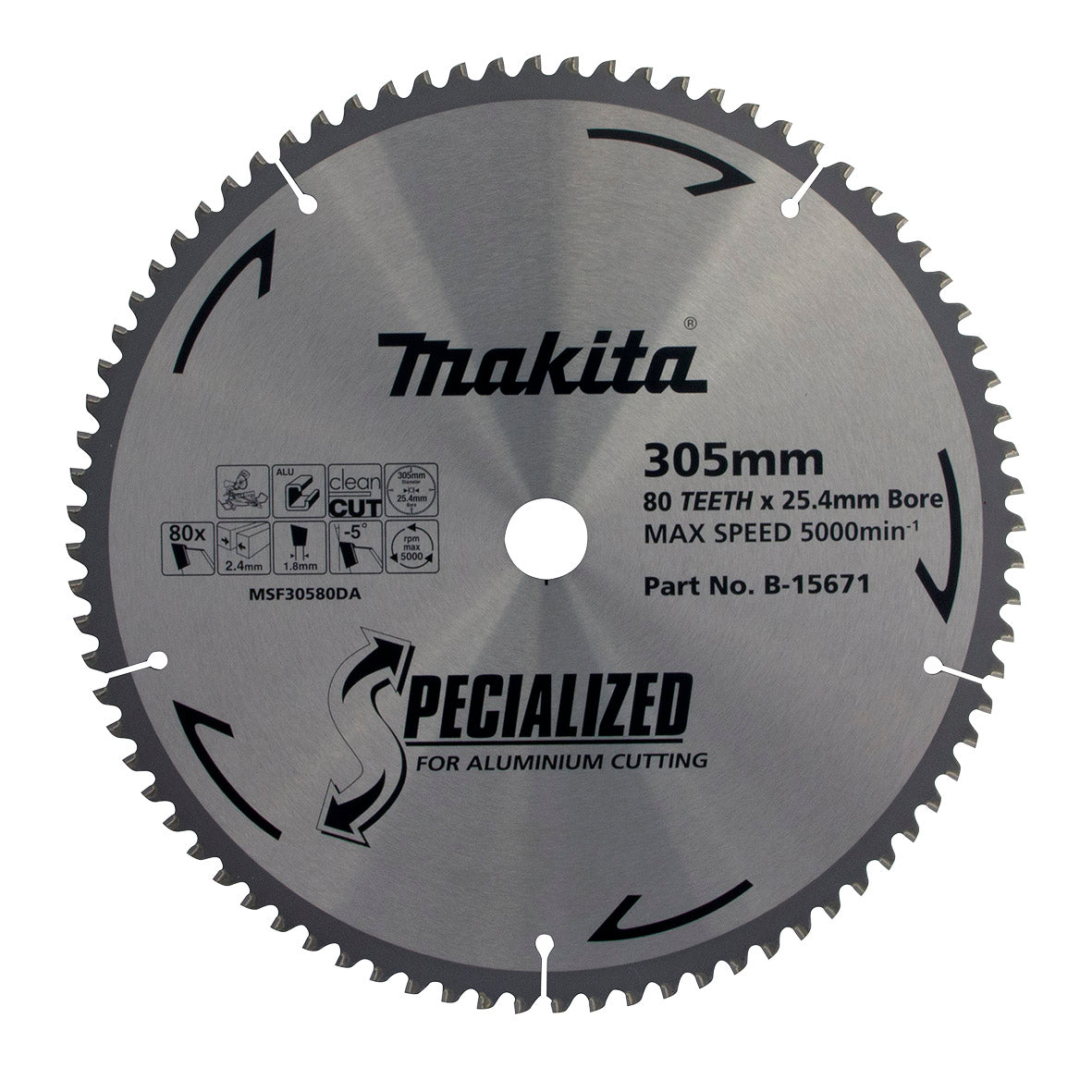 Makita Aluminium TCT Saw Blade 305mm x 25.4mm x 80T B-15671