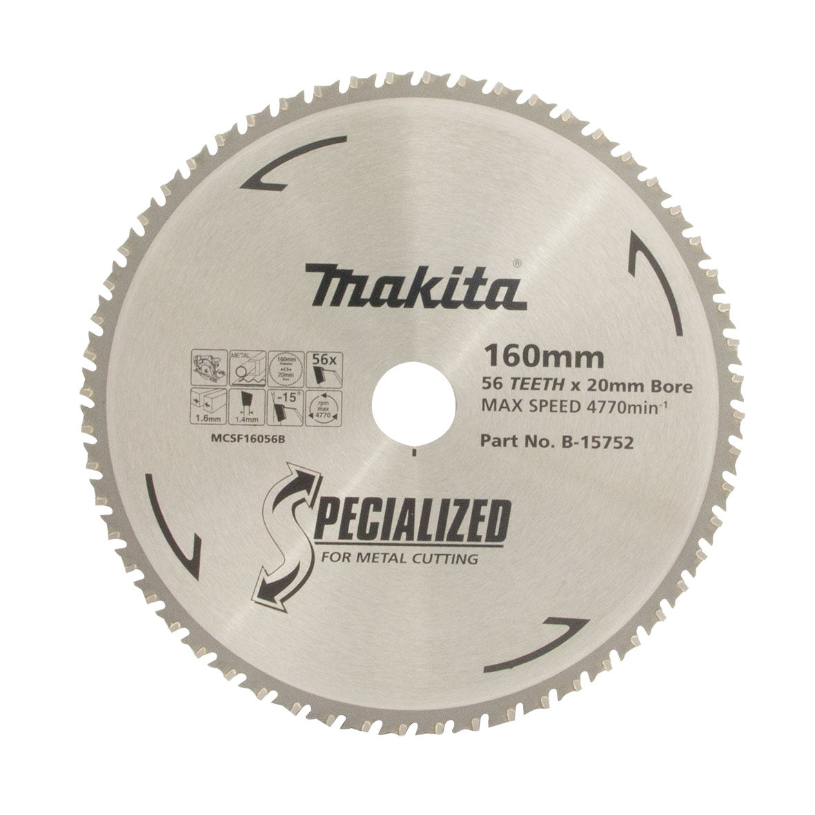 Makita Cold Metal cutting TCT Saw Blade 160mm x 20mm x 56T B-15752