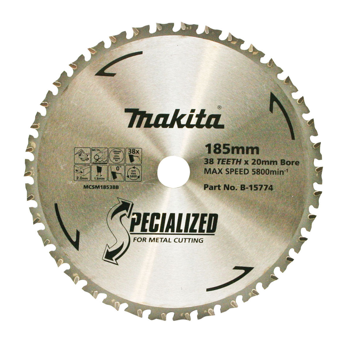 Makita Cold Metal cutting TCT Saw Blade 185mm x 20mm x 38T B-15774