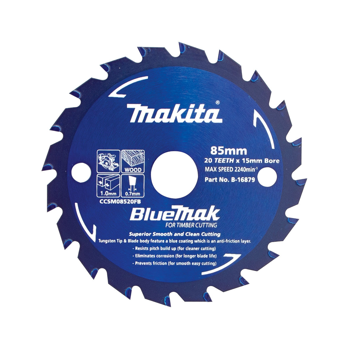 Makita BlueMak TCT Saw Blade 85mm x 15mm x 20T B-16879